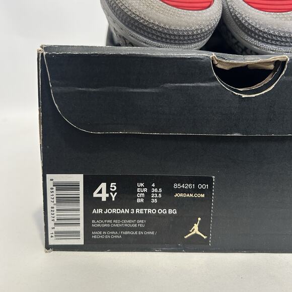 Nike Air Jordan Retro 3 BG “Black Cement” 2018 - Picture 9 of 10